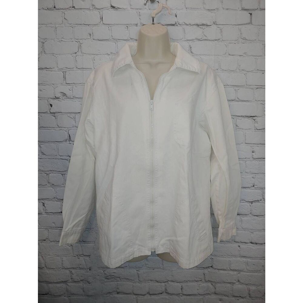 Poetic License Vintage Women's Size Medium White Denim Zip Up Jacket